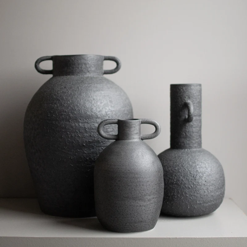 Keramikvase ø14cm, schwarz