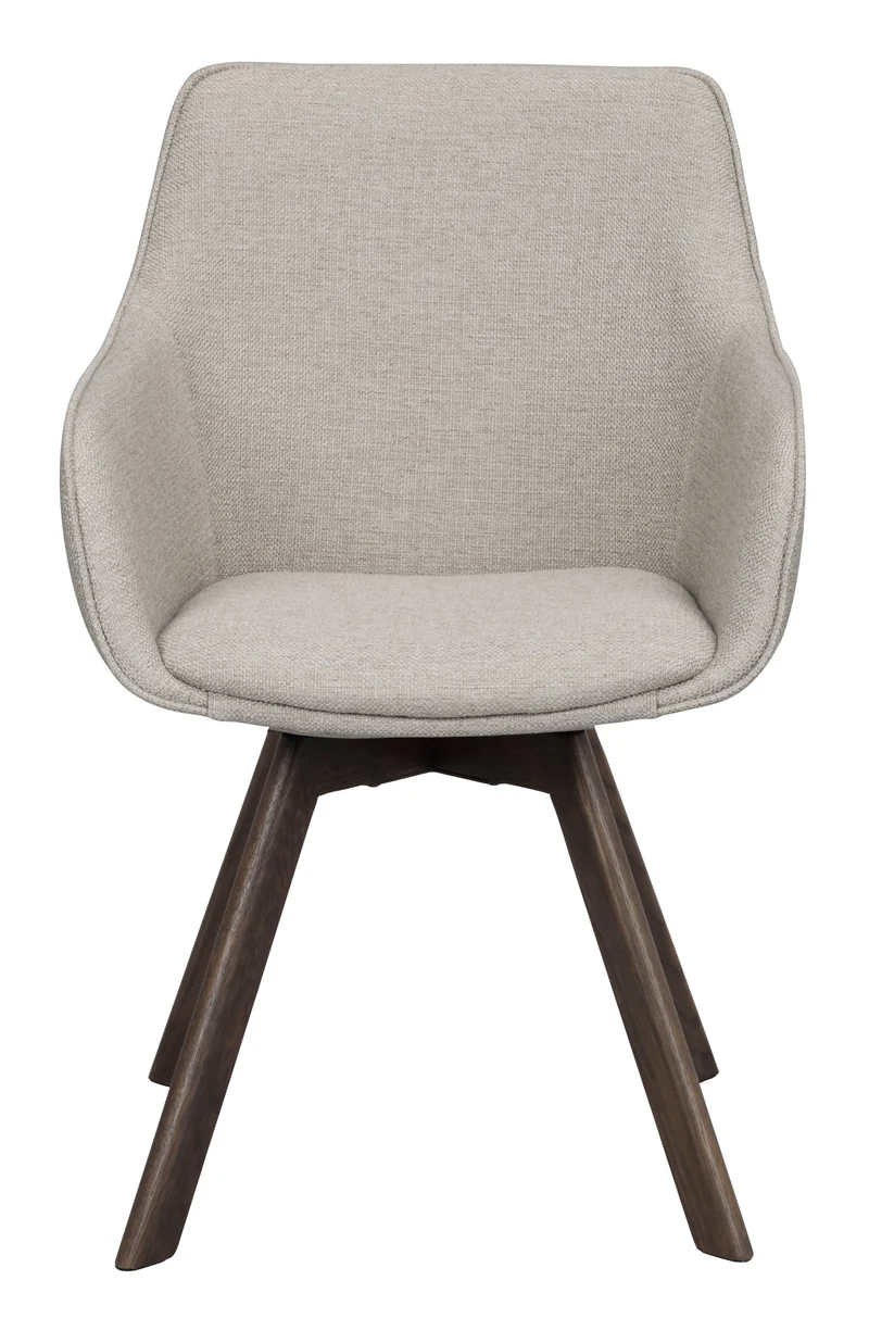Polsterstuhl Lida mit Armlehne beige-grau | Eiche braun