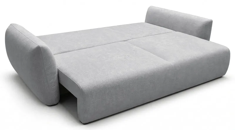 Ausziehbares Dreisitzer-Sofa Zordo mit Stauraum, grauer Chenille-Bezug