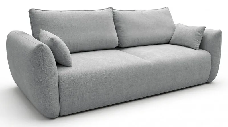 Ausziehbares Dreisitzer-Sofa Zordo mit Stauraum, grauer Chenille-Bezug