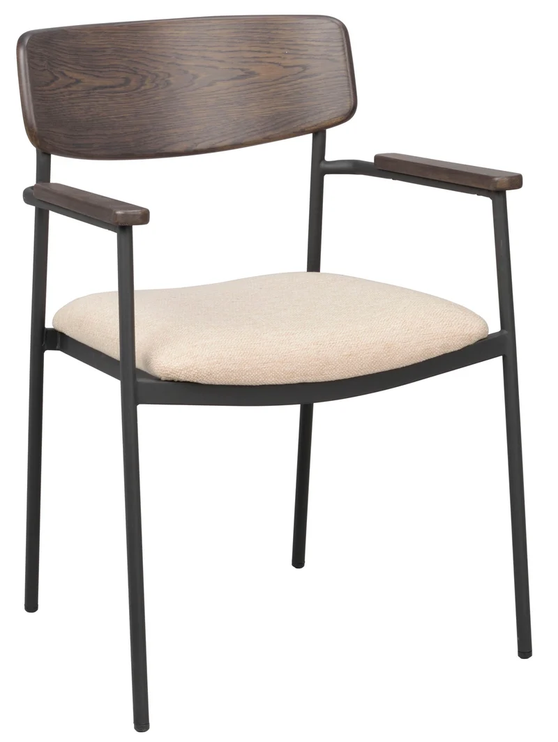 Polsterstuhl Kato mit Armlehne, braun-beige