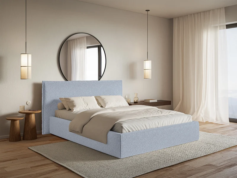 Polsterbett 160x200 cm Softie hellblauer Chenillestoff