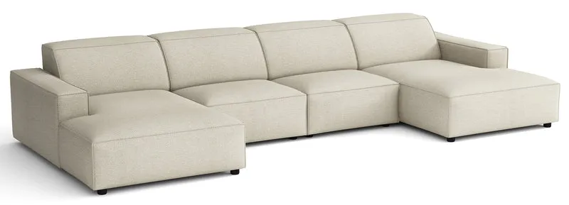 Modulares Ecksofa Sellmo U-förmig universal cremefarben, hydrophobes Chenille