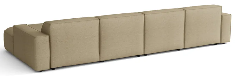 Modulares Ecksofa Sallmo U-förmig universal, dunkelbeige, hydrophober Chenillestoff