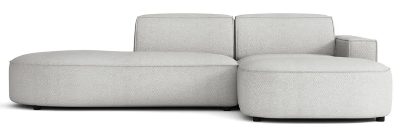 Modulares Ecksofa Sallmo, kleine L-Form, rechtsseitig, hellgrauer hydrophober Chenillestoff