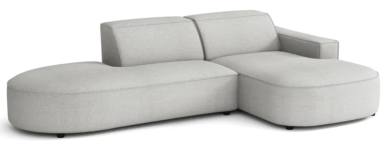 Modulares Ecksofa Sallmo, kleine L-Form, rechtsseitig, hellgrauer hydrophober Chenillestoff