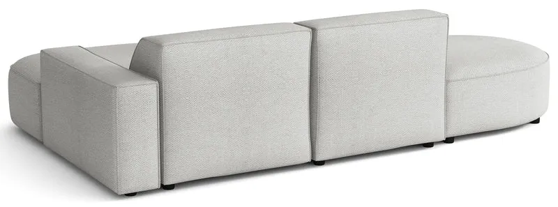 Modulares Ecksofa Sallmo, kleine L-Form, rechtsseitig, hellgrauer hydrophober Chenillestoff