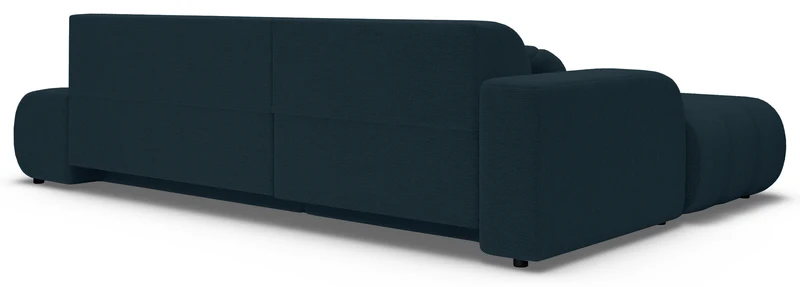 Ecksofa mit Schlafunktion Arione, L-förmig, linksseitig, mit Stauraum, blauer Chenille-Bezug