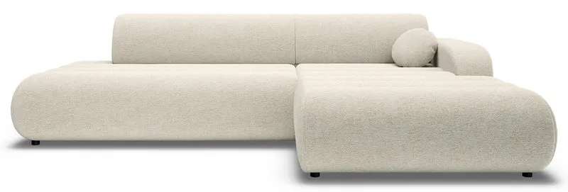 Ecksofa mit Schlaffunktion Arione, L-förmig, rechtsseitig, mit Stauraum, kremfarbener Chenille-Bezug