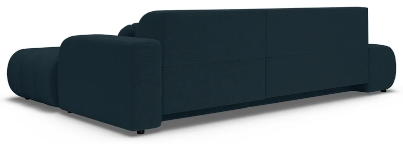 Ecksofa mit Schlaffunktion Arione, L-förmig, rechtsseitig, mit Stauraum, blauer Chenille-Bezug