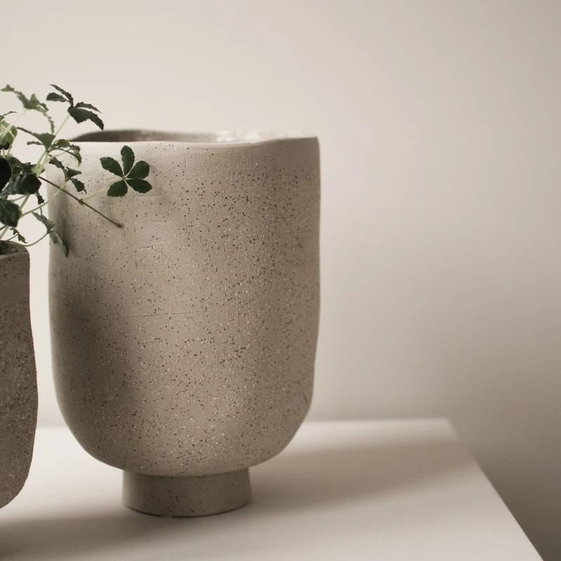 Keramikvase H28cm, sandfarben