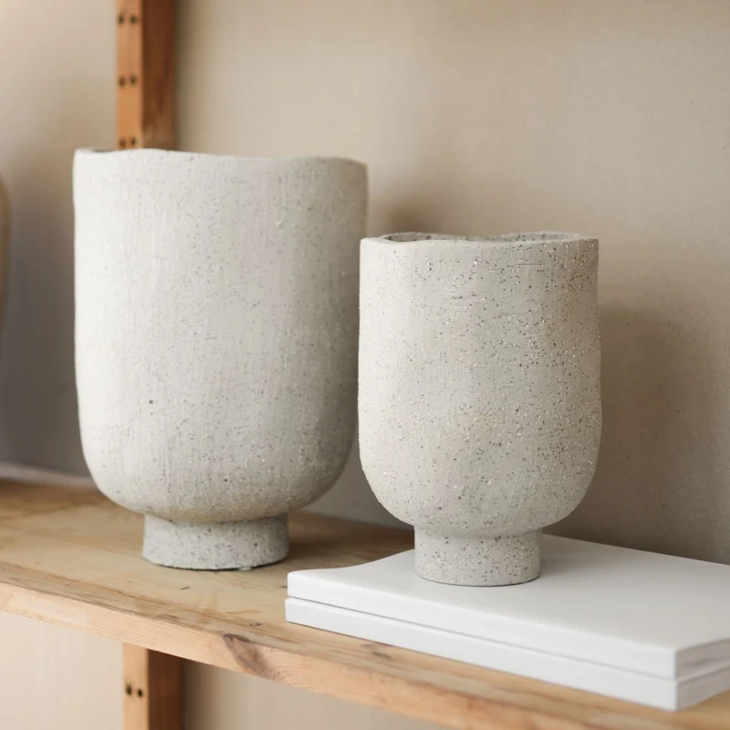 Keramikvase H28cm, sandfarben