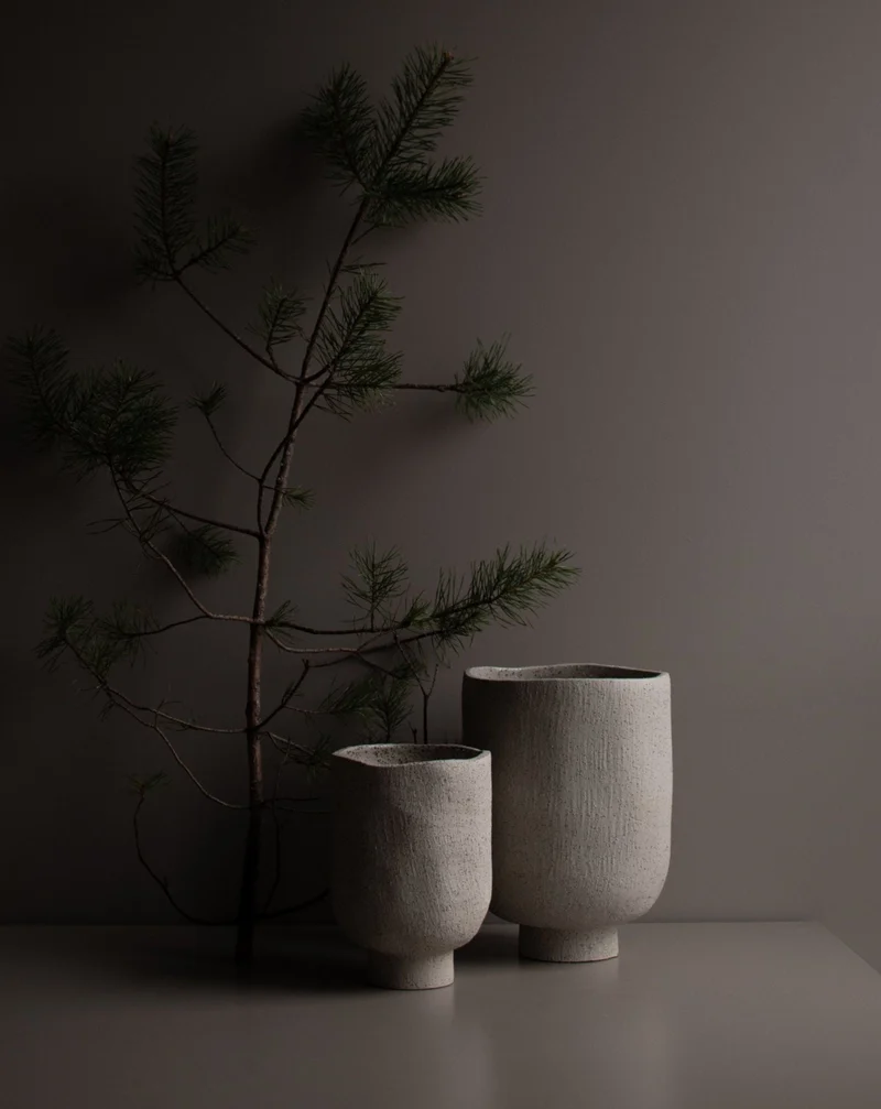 Keramikvase H28cm, sandfarben