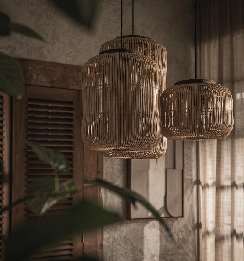 Hängelampe Rattan, natur
