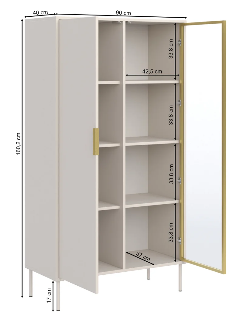 Zweiflügeliger Vena-Schrank mit Glasfront 90 cm, schwarz