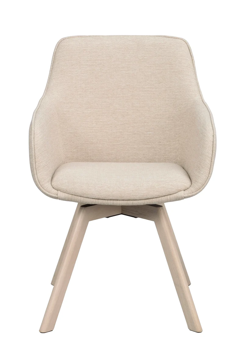 Polsterstuhl Lida mit Armlehne hellbeige | Eiche hell