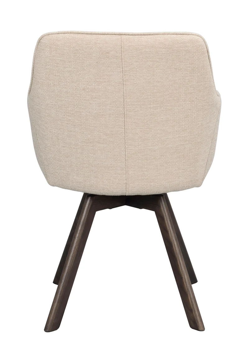 Polsterstuhl Lida mit Armlehne hellbeige | Eiche braun