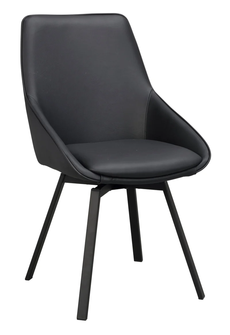 Polsterstuhl Lida, Leder schwarz