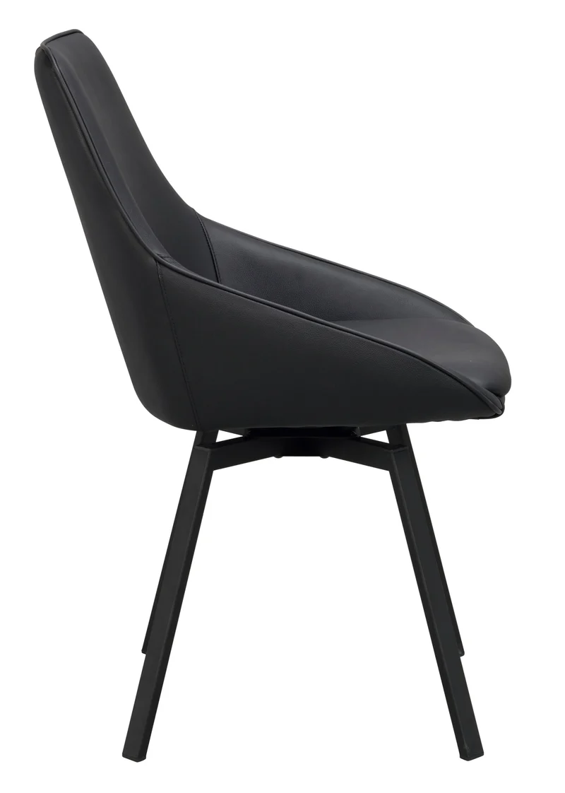 Polsterstuhl Lida, Leder schwarz