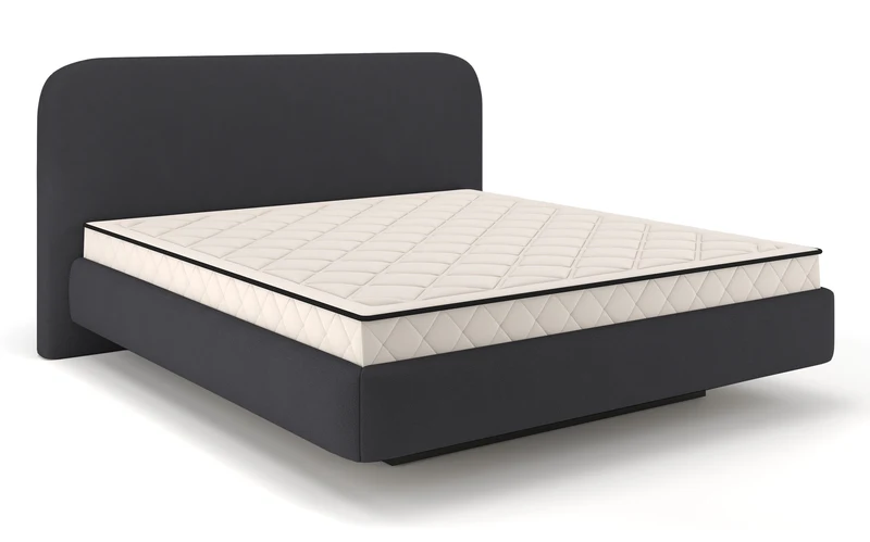 Gepolstertes Bett 140x200 cm Nellado mit Stauraum und Matratze, dunkelgrauer Chenillestoff