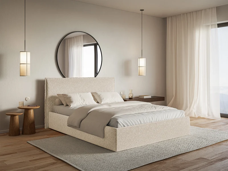 Polsterbett 200x200 cm Softie Slim hellbeige Chenille