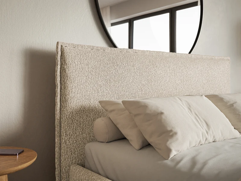 Polsterbett 200x200 cm Softie Slim hellbeige Chenille
