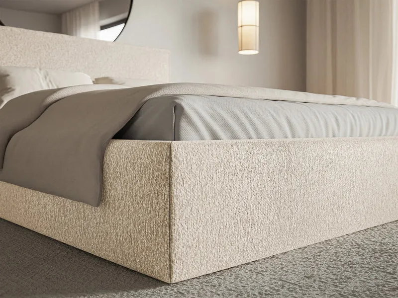 Polsterbett 200x200 cm Softie Slim hellbeige Chenille