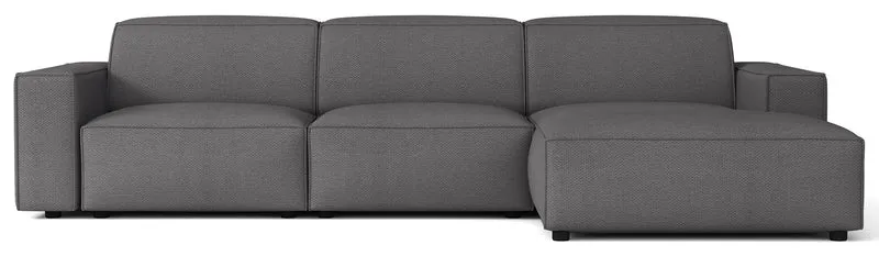 Modulares Ecksofa Sellmo, L-förmig, rechtsseitig, dunkelgrauer hydrophober Chenillestoff