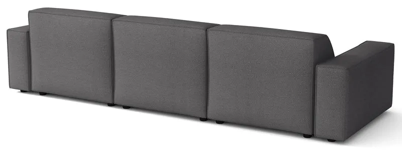 Modulares Ecksofa Sellmo, L-förmig, rechtsseitig, dunkelgrauer hydrophober Chenillestoff