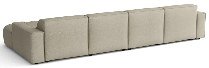 Modulares Ecksofa Sallmo U-förmig universell in grau-beigem hydrophobem Chenillestoff
