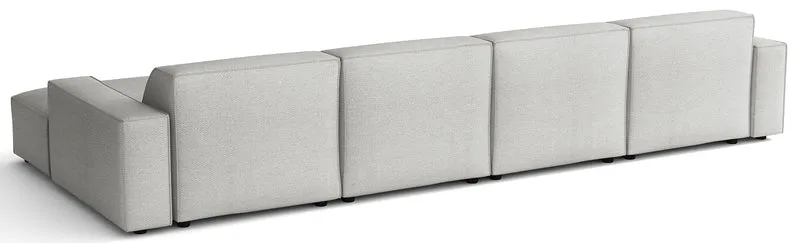 Modulares Ecksofa Sellmo U-förmig universal hellgrauer hydrophober Chenillestoff