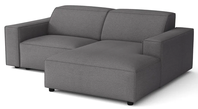 Modulares Ecksofa Sellmo L-förmig klein, rechtsseitig, dunkelgrauer hydrophober Chenillestoff