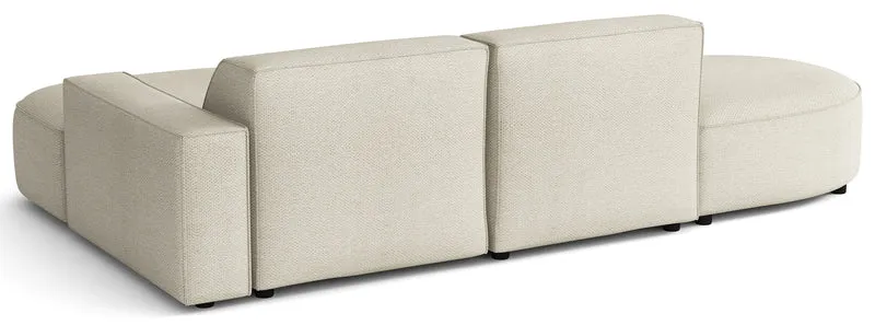 Modulares Ecksofa Sallmo, kleines L-förmiges, rechtsseitiges Modell, cremefarben, hydrophober Chenille-Stoff
