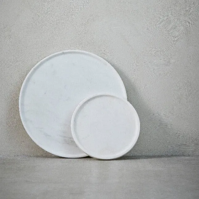 Marmortablett ø25cm, weiß