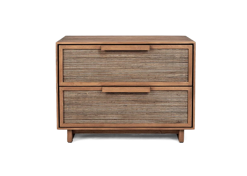Nachttisch Teak mit 2 Schubladen