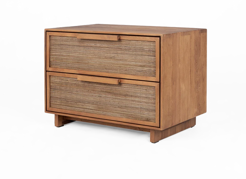 Nachttisch Teak mit 2 Schubladen