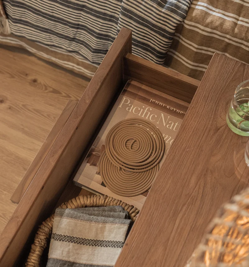 Nachttisch Teak mit 2 Schubladen