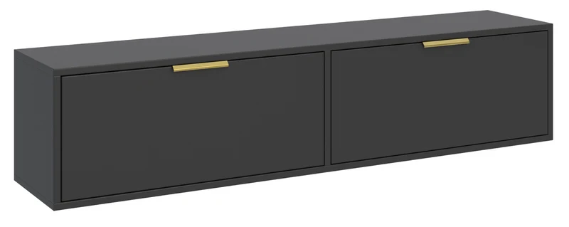 Hängender TV-Schrank Vena mit zwei Klappen, 140 cm, schwarz