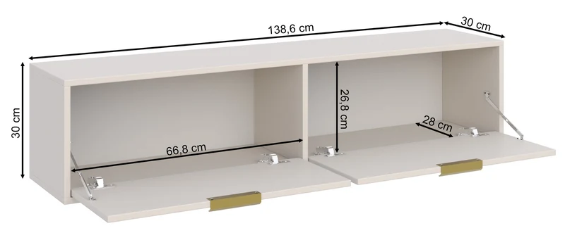 Hängender TV-Schrank Vena mit zwei Klappen, 140 cm, schwarz