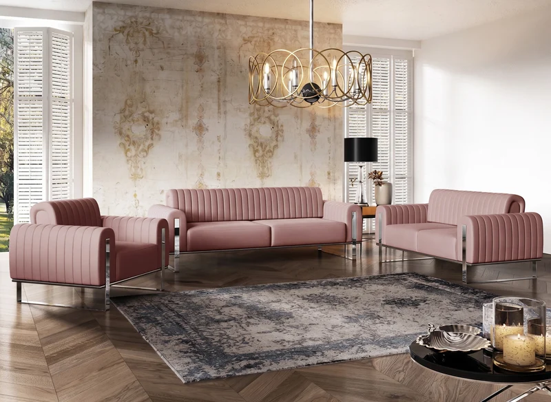 Schalensitz Parissa rosa Samt Chrombeine