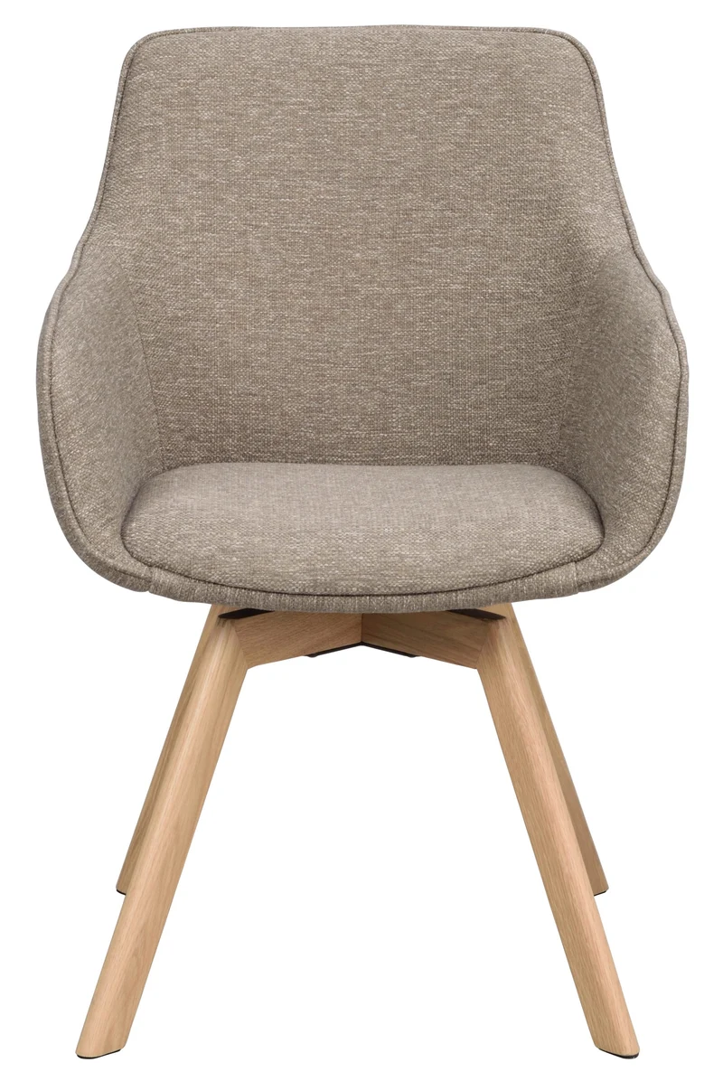 Polsterstuhl Lida mit Armlehne taupe | Eiche geölt