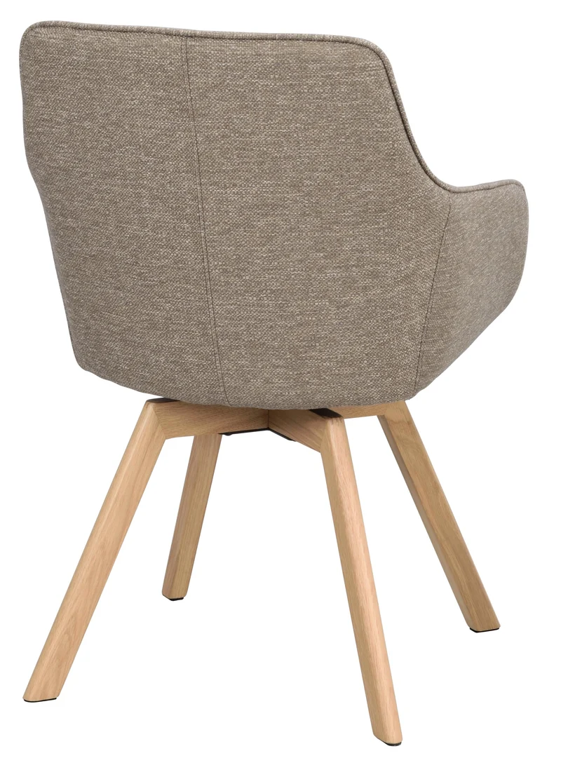 Polsterstuhl Lida mit Armlehne taupe | Eiche geölt