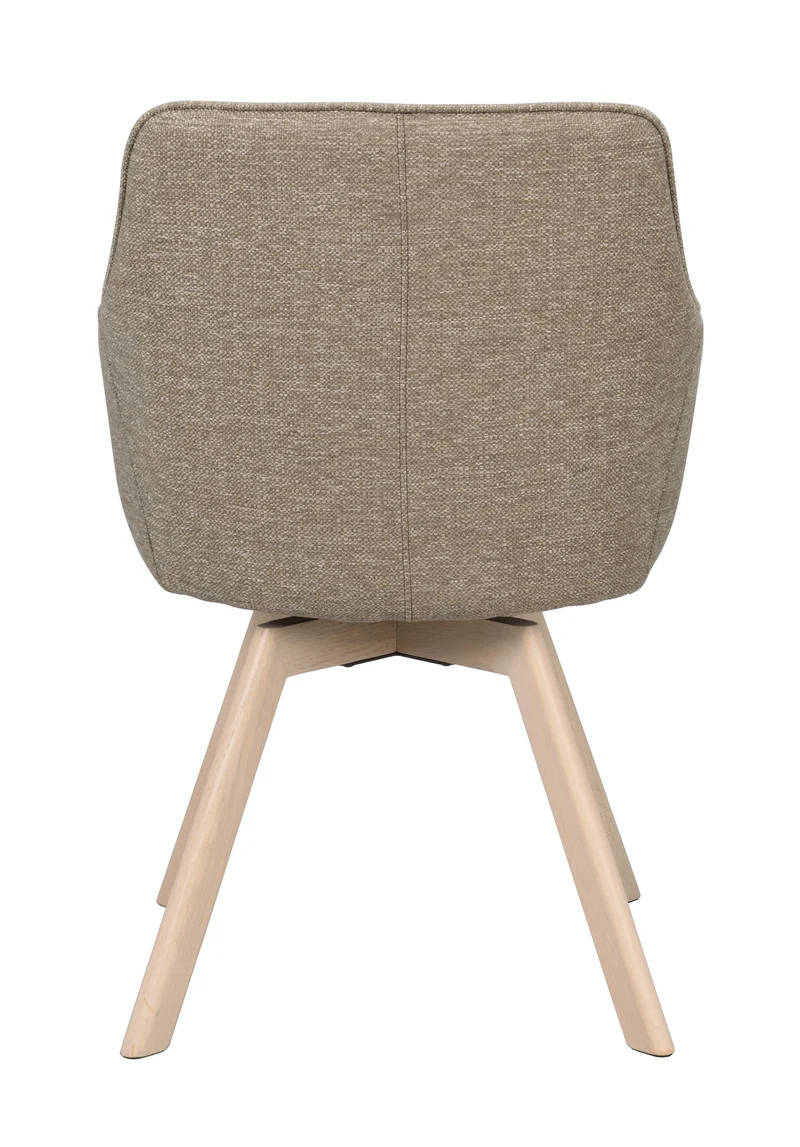 Polsterstuhl Lida mit Armlehne taupe | Eiche hell