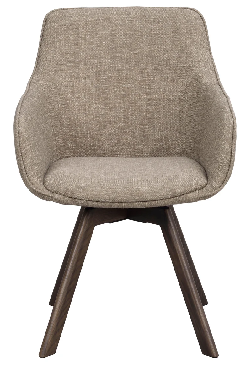 Polsterstuhl Lida mit Armlehne taupe | Eiche braun