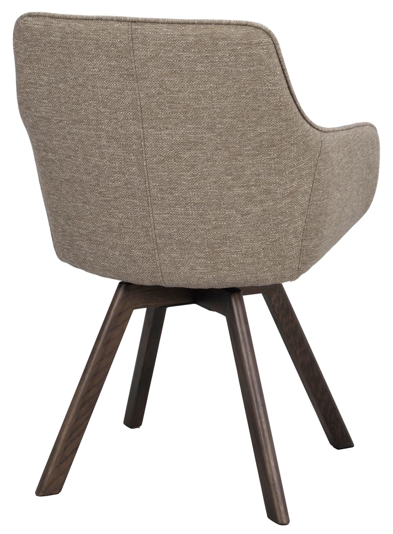 Polsterstuhl Lida mit Armlehne taupe | Eiche braun