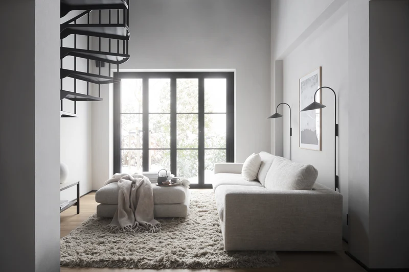 Loungesofa Modul Hocker, hellgrau