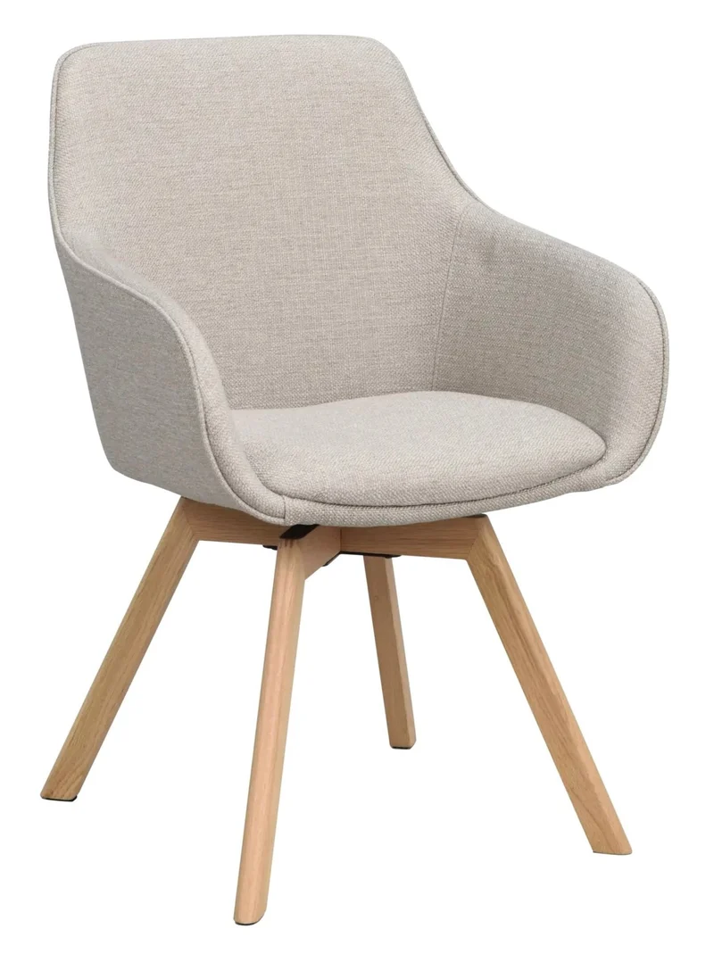 Polsterstuhl Lida mit Armlehne beige-grau | Eiche geölt