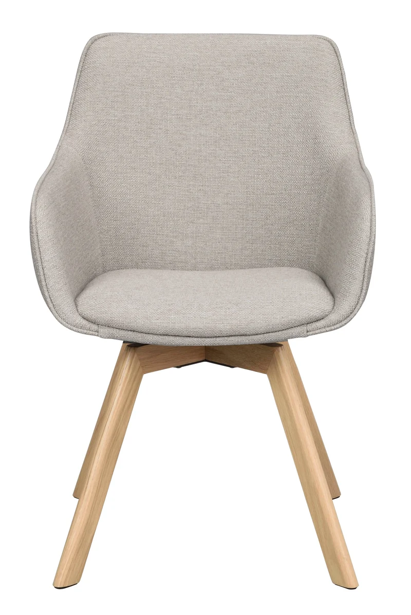 Polsterstuhl Lida mit Armlehne beige-grau | Eiche geölt