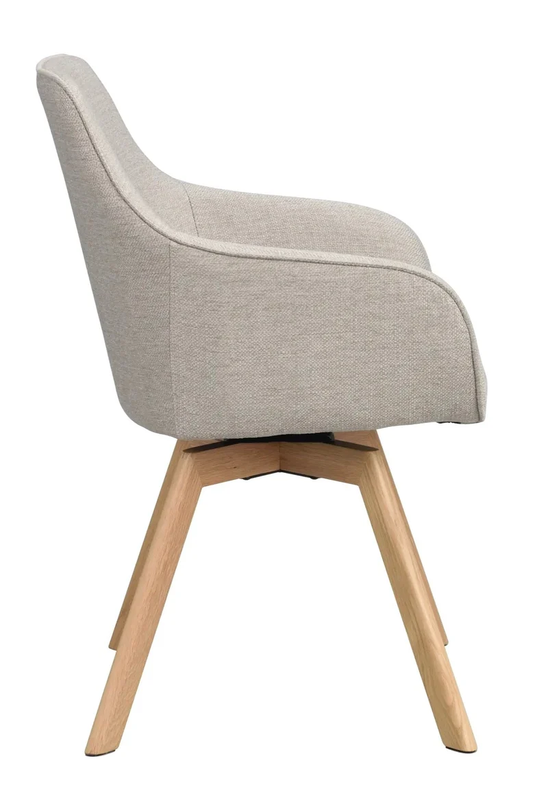 Polsterstuhl Lida mit Armlehne beige-grau | Eiche geölt