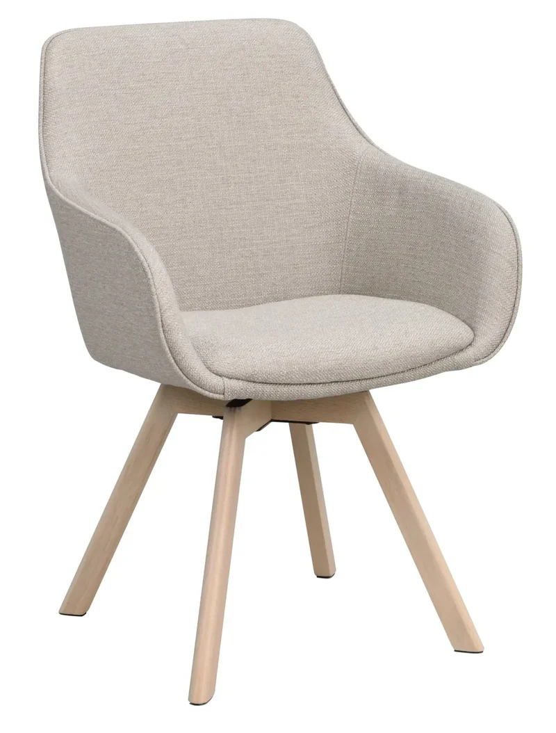 Polsterstuhl Lida mit Armlehne beige-grau | Eiche hell